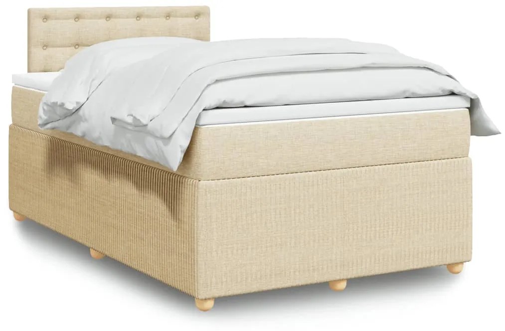 Cama boxspring com colchão 120x190 cm tecido cor creme