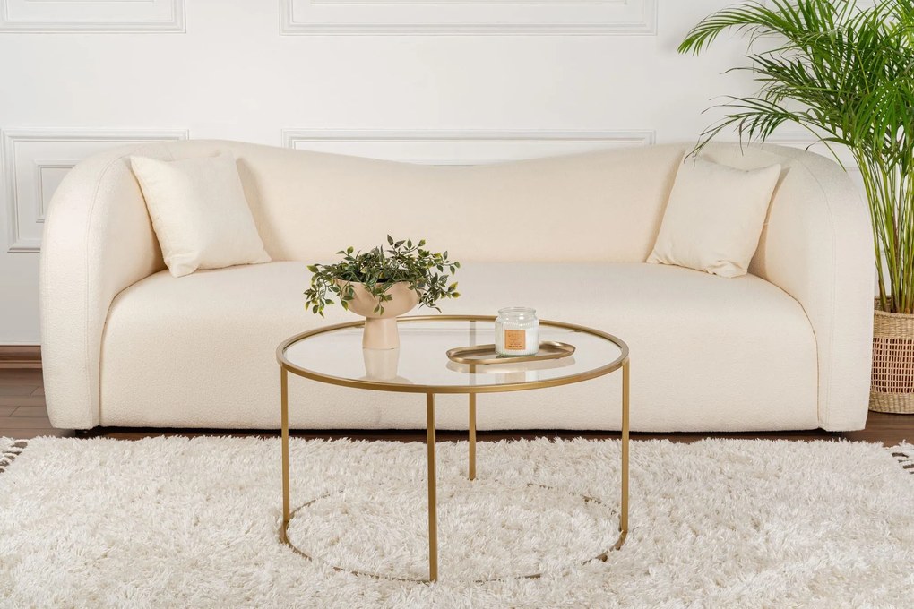 Mesa de Centro Gold-Transparent-80 – Dourado – 80x43x80 cm | Tribo Hom