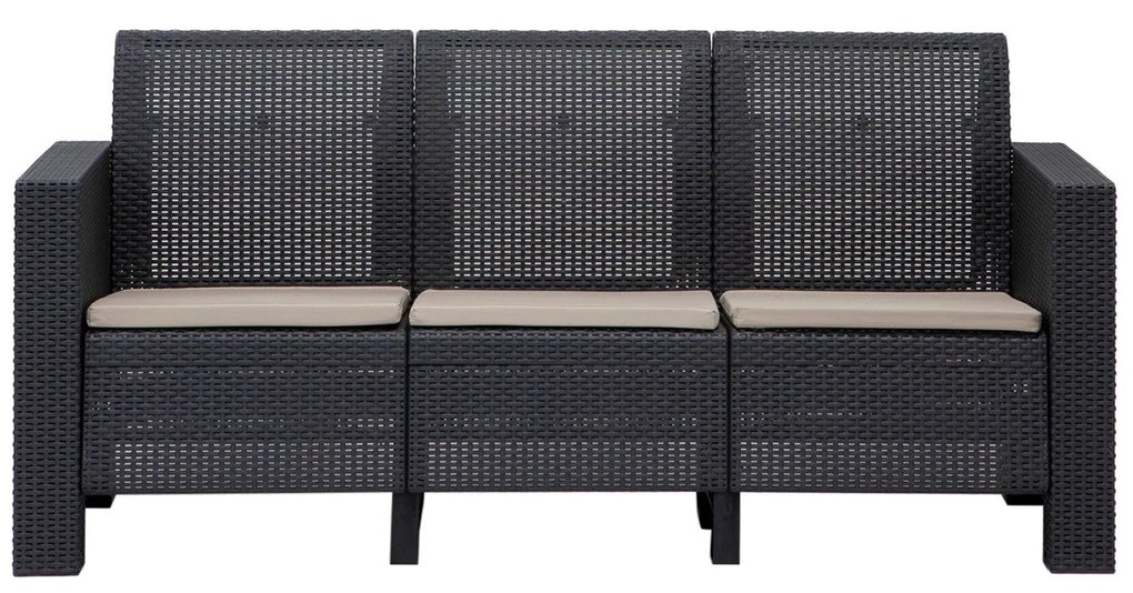Conjunto Lounge de Jardim “Aksu” — Sofá, Poltronas e Mesa de Centro —