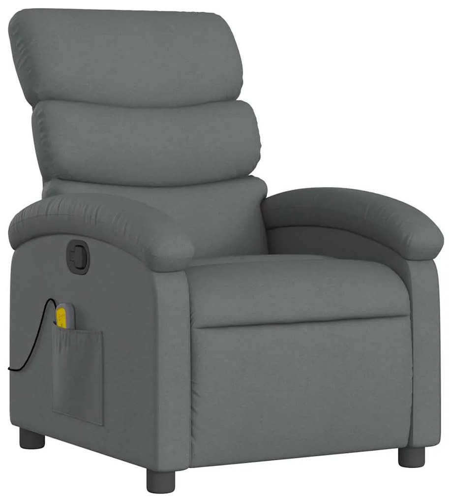 Poltrona de massagens reclinável tecido cinzento-escuro