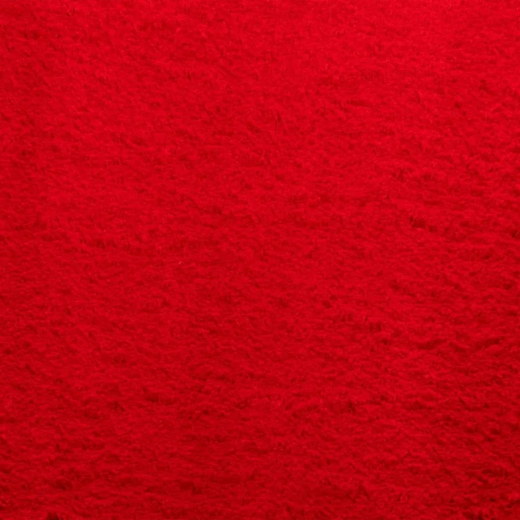Tapete pelo curto macio e lavável HUARTE 240x240 cm vermelho