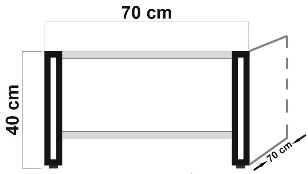 Mesa de Centro Cosmo – Pinho Atlântico/Preto – 70x40x70 cm