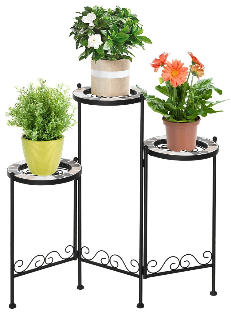 Outsunny Suporte de Metal para Plantas Dobrável Suporte para Flores co