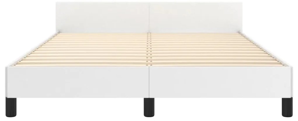 Estrutura cama c/ cabeceira 140x200 cm couro artificial branco