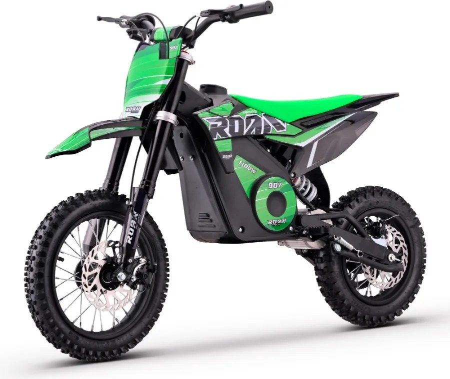 Mini moto elétrica para crianças velocidade até 28 km/h C/Limitador 1100W Roan 907 36V 12/10" Verde