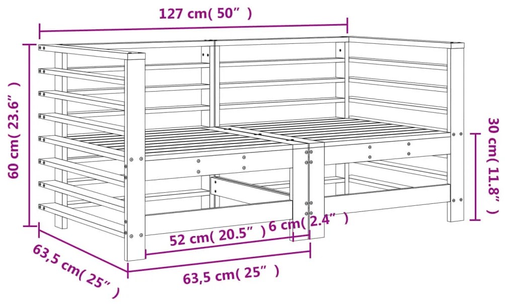 Sofás de canto para jardim 2 pcs madeira de douglas maciça