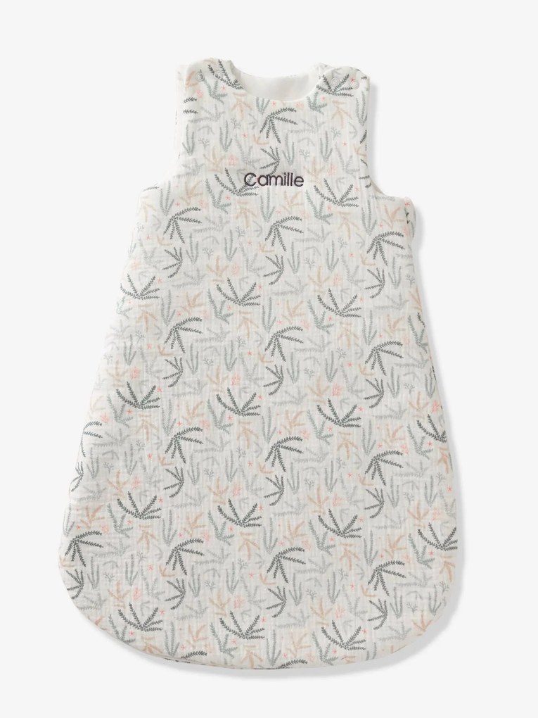 Saco de bebé personalizável, sem mangas, em gaze de algodão, Sob o Oceano azul claro estampado
