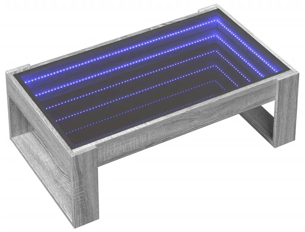 Mesa de centro luzes LED Infinity 90x53x30 cm cinzento sonoma