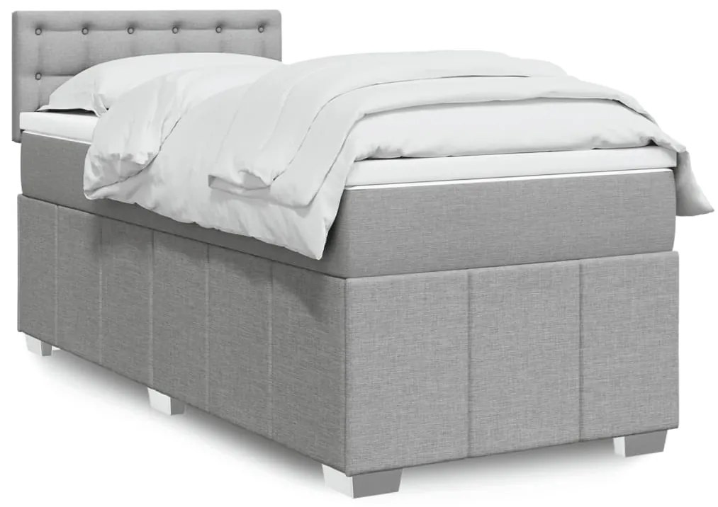 Cama com molas/colchão 80x200 cm tecido cinza-claro