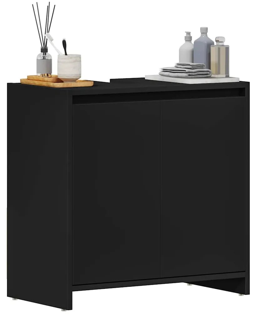 Armário casa de banho 60x33x61 cm contraplacado preto