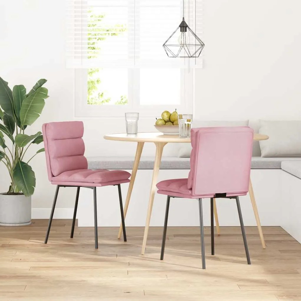 Cadeiras de jantar 2 pcs veludo rosa