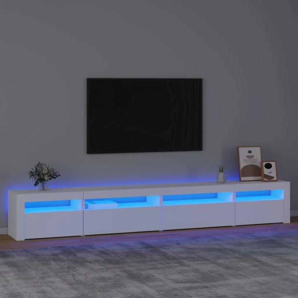 Móvel de TV Sophia com Luzes LED de 270cm - Branco - Design Moderno