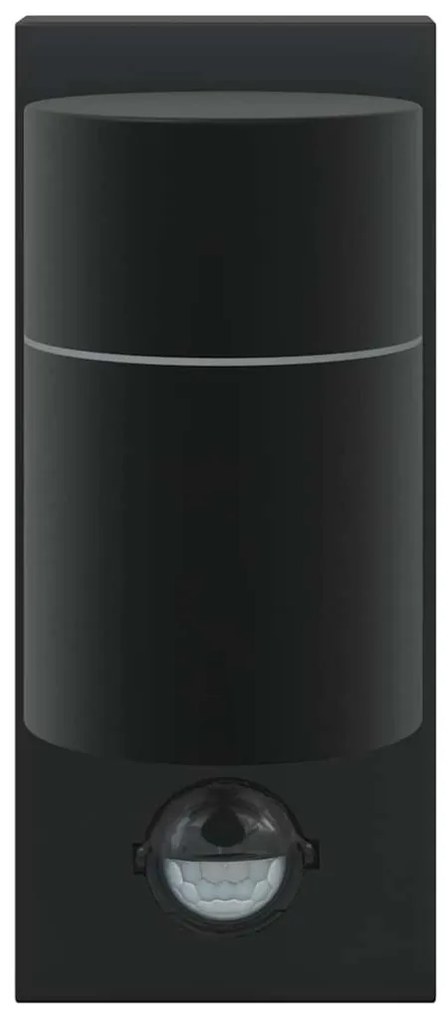 Arandelas de Parede Externas com Sensor 2 pcs Aço Inoxidável Preto IP4