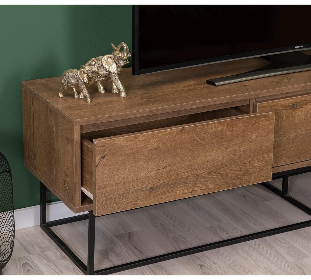 Conjunto de Mobiliário de Sala Laxus – Noz/Preto – 90x39x40 cm