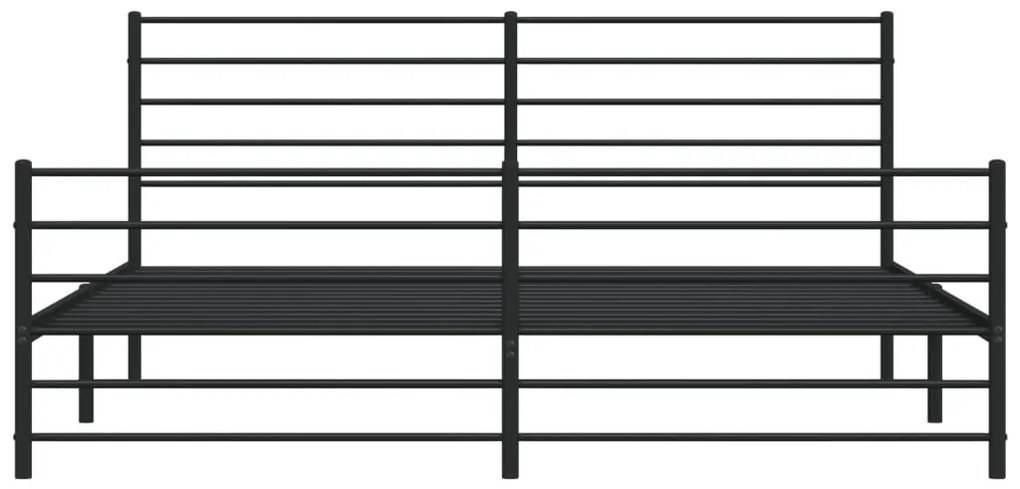 Estrutura de cama com cabeceira e pés 200x200 cm metal preto