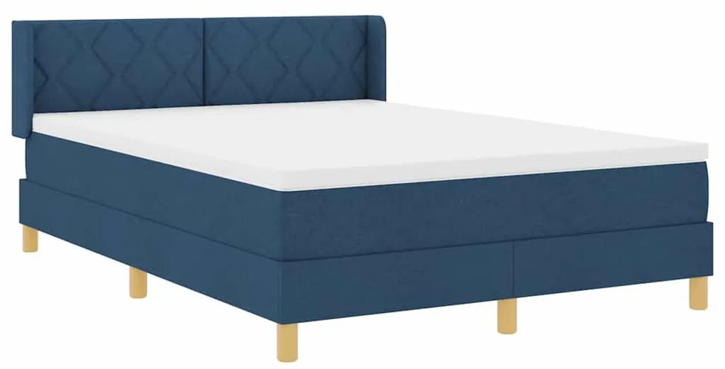 Cama Box Azul com Colchão - 160 x 200 cm - Tecido