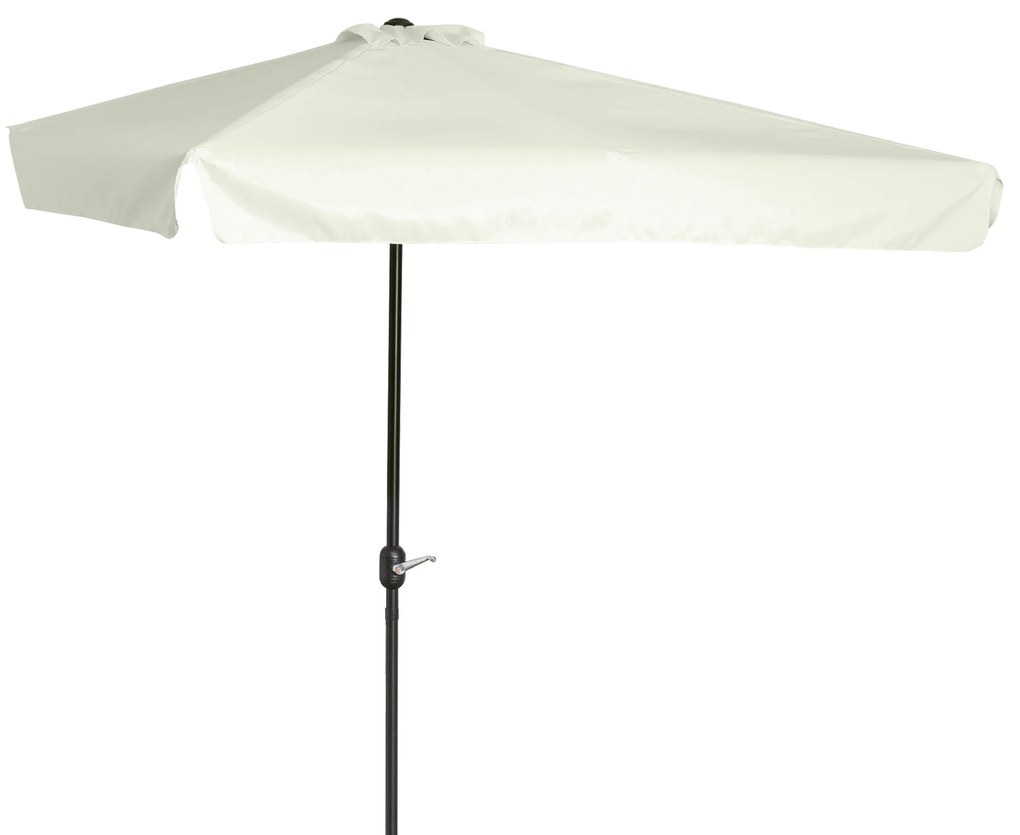Outsunny Chapéu de Sol Retangular 230x130x249 cm Chapéu de Sol de Parede com Manivela Proteção UV para Varanda Jardim Creme