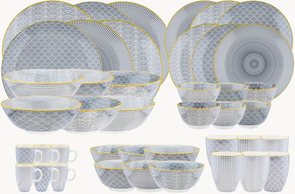 Conjunto de loiça em porcelana Scandi, 6 pessoas, conjunto de 42