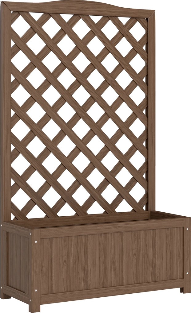 Outsunny Jardineira com Treliça Vaso para Flores para Plantas Trepadeiras Legumes Flores em Madeira Maciça 70x28x117 cm Café Escuro | Aosom Portugal