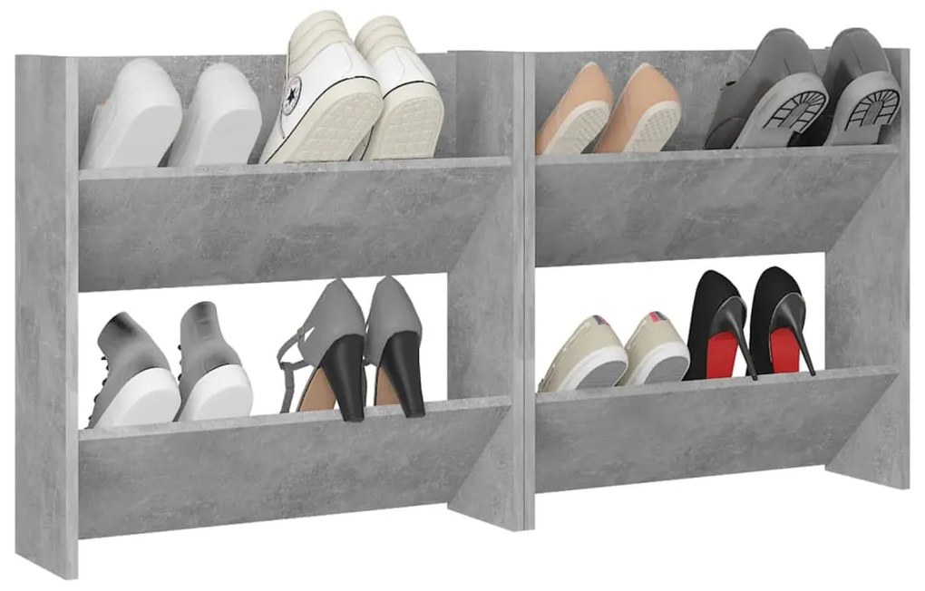 Sapateiras de parede 2 pcs 60x18x60 cm contrapl. cinza cimento