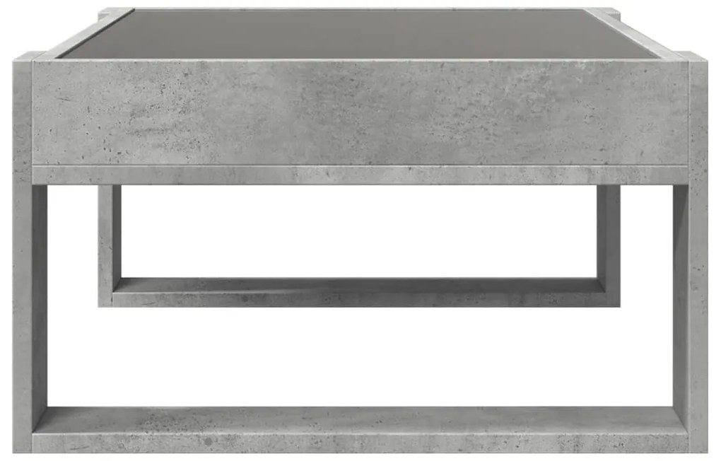Mesa de centro luzes LED Infinity 70x53x30 cm cinzento cimento