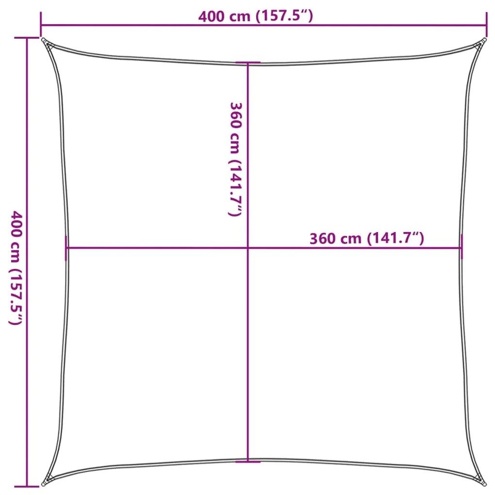 Para-sol estilo vela 160 g/m² 4x4 m PEAD bege