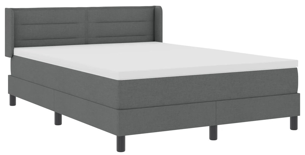 Cama Box com Colchão Cinza Escuro 140x200 cm Tecido, Cabeceira com Des