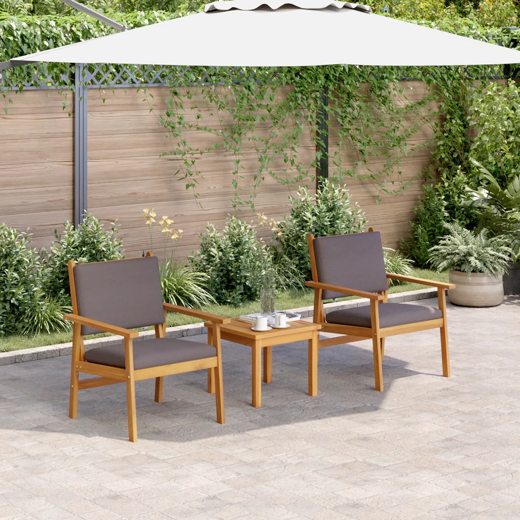 Cadeiras de Jardim vidaXL 2 pcs com Almofadas em Madeira de Acácia