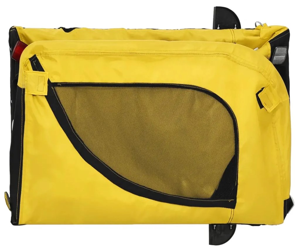 Reboque bicicleta p/ animais tecido oxford/ferro amarelo/preto
