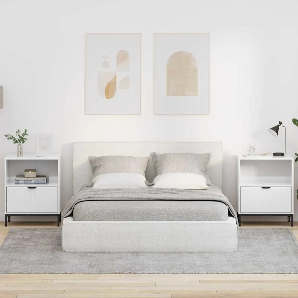 vidaXL Armário de Cabeceira 2 pcs Branco brilhante 49 x 36 x 61 cm