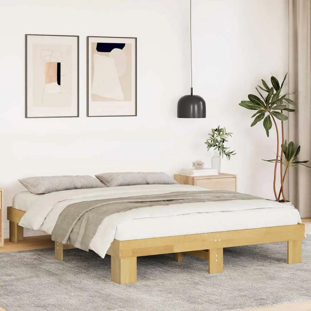 vidaXL Estrutura de cama sem colchão 150x200 cm madeira maciça carvalho