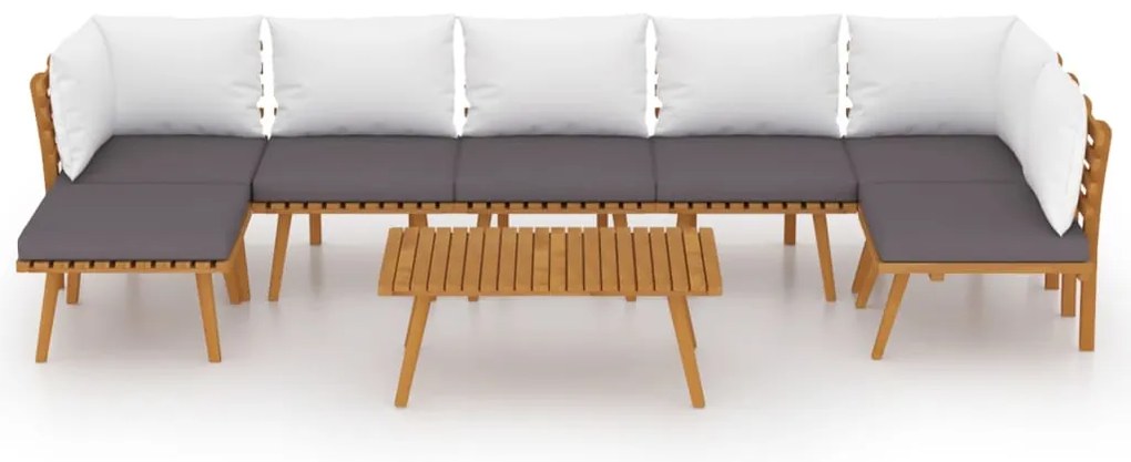 8 pcs conjunto lounge de jardim com almofadões acácia maciça