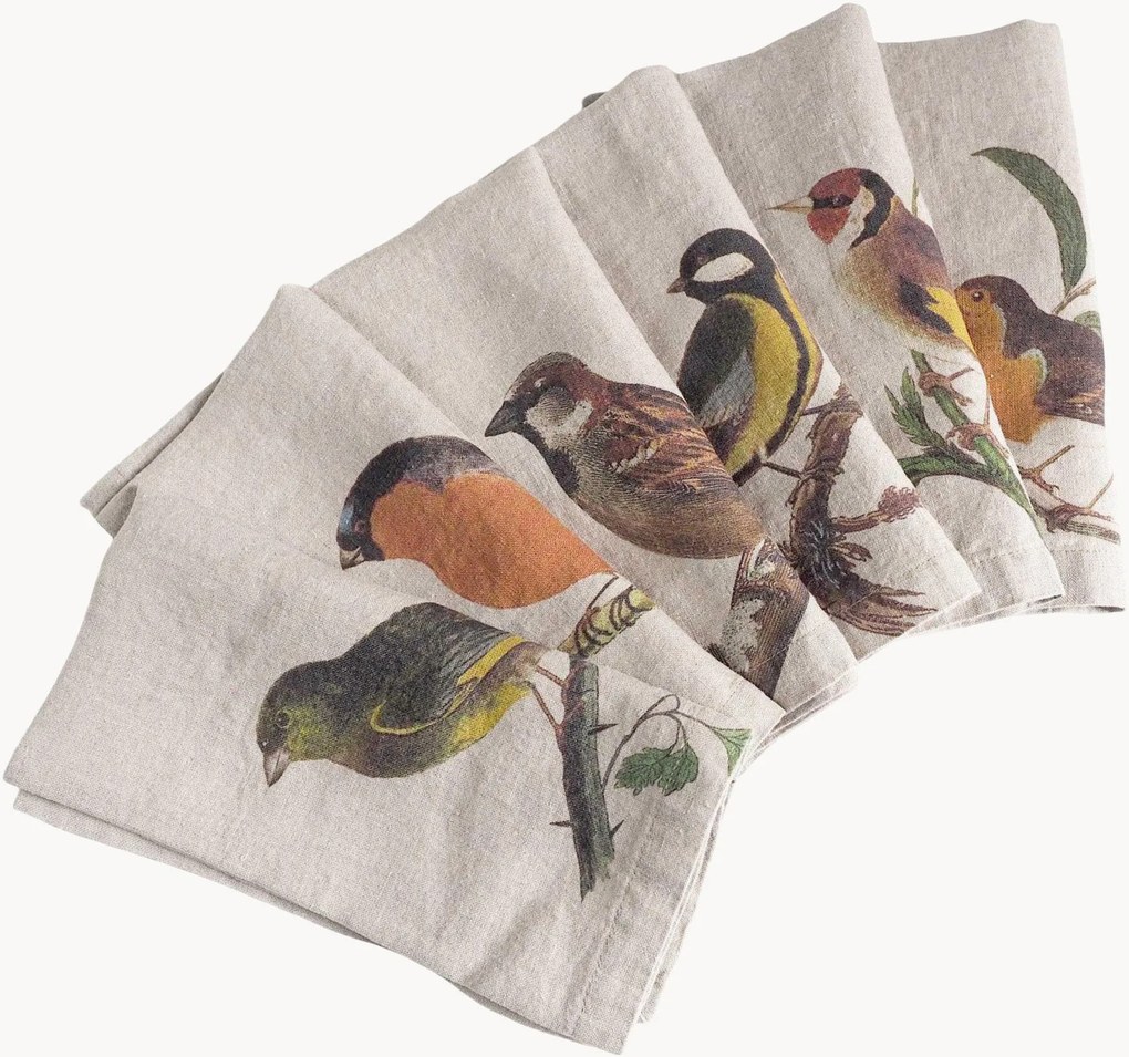 Guardanapos em linho Small Birds, conjunto de 6