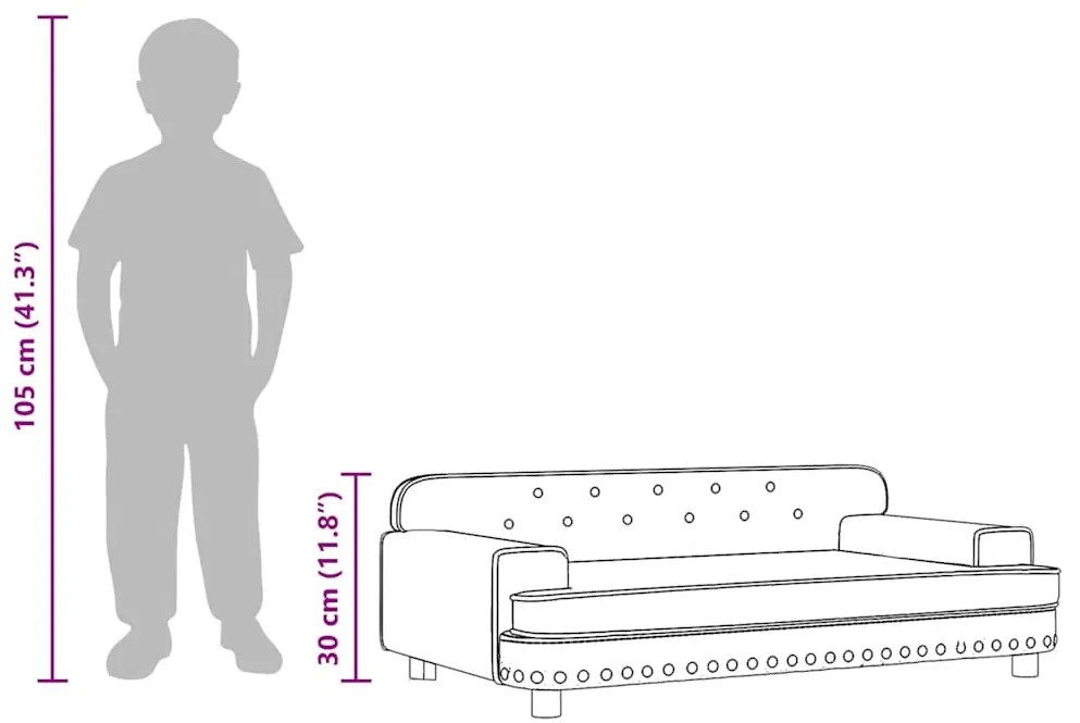 Sofá infantil 90x53x30 cm veludo cinzento-escuro