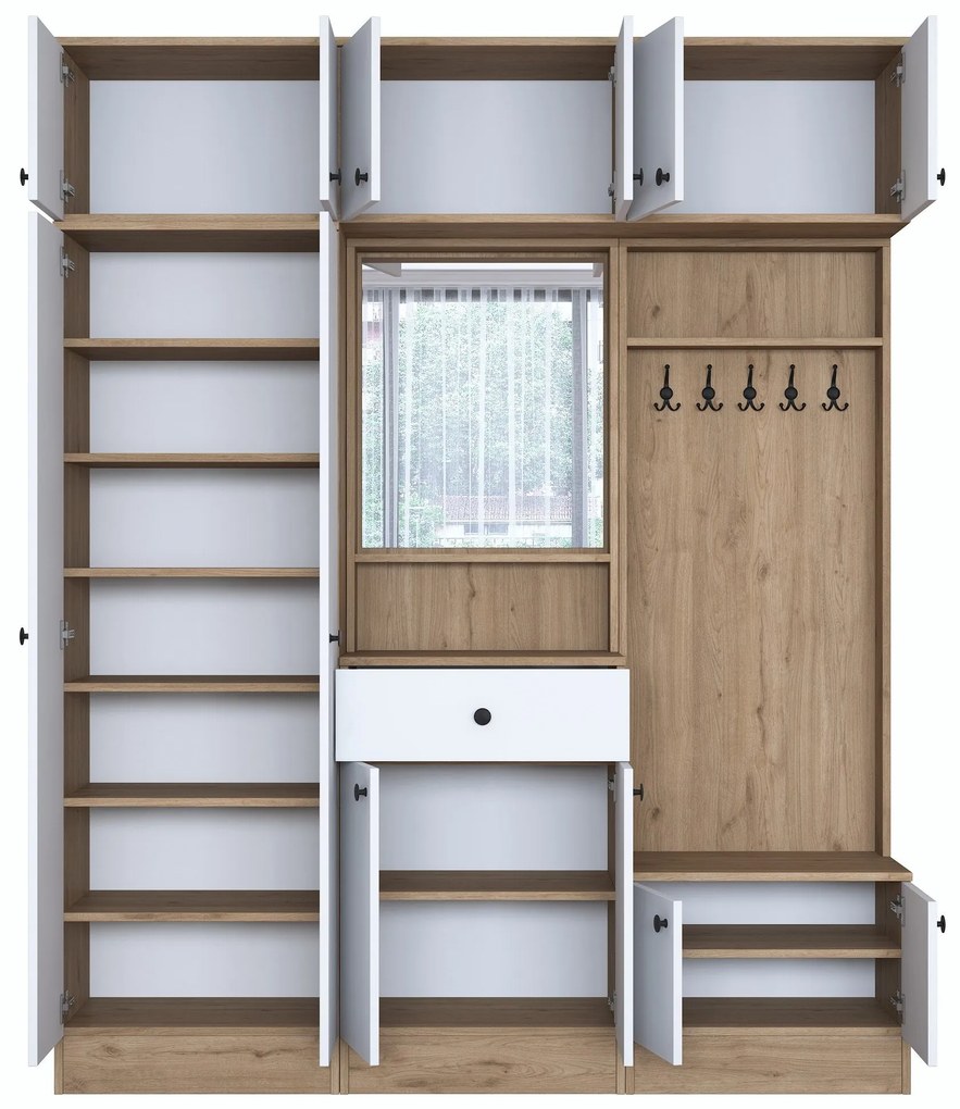 Cabideiro EA104 – Nogueira e Branco – 179,6 x 226,4 x 37,5 cm