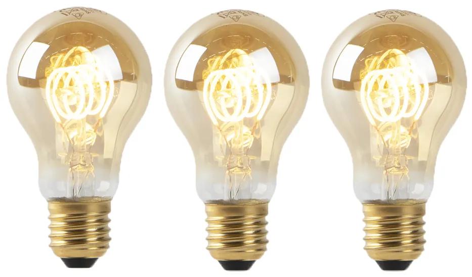 Conjunto de 3 lâmpadas LED reguláveis E27 ouro 4W 270 lm 2200K