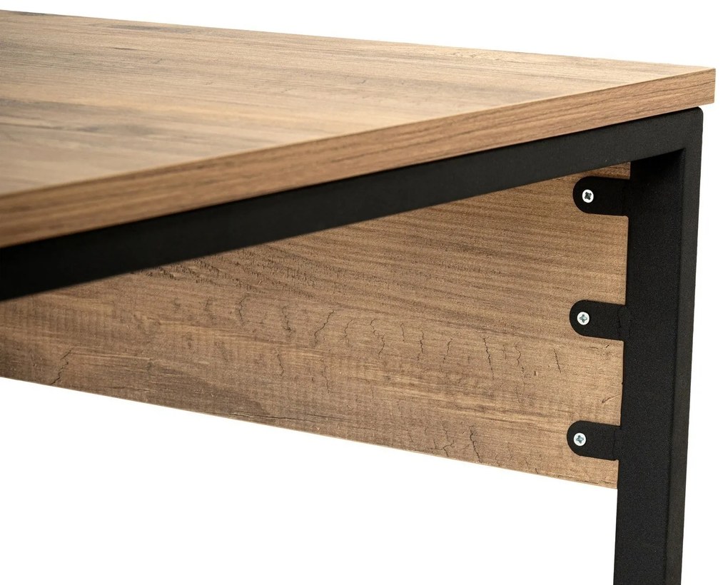 Secretária Twin Study Desk – Pinho Atlântico e Preto – 240x74x60 cm