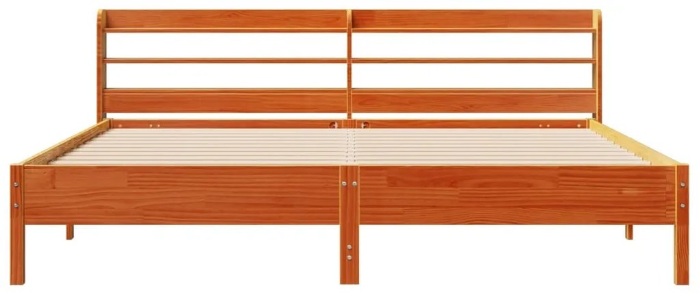 Cama sem colchão 200x200 cm pinho maciço castanho-mel