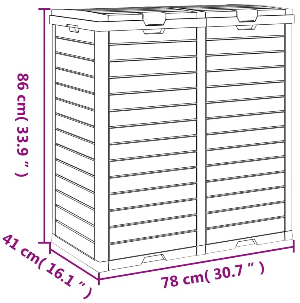 Caixote lixo exterior 78x41x86 cm polipropileno castanho-claro