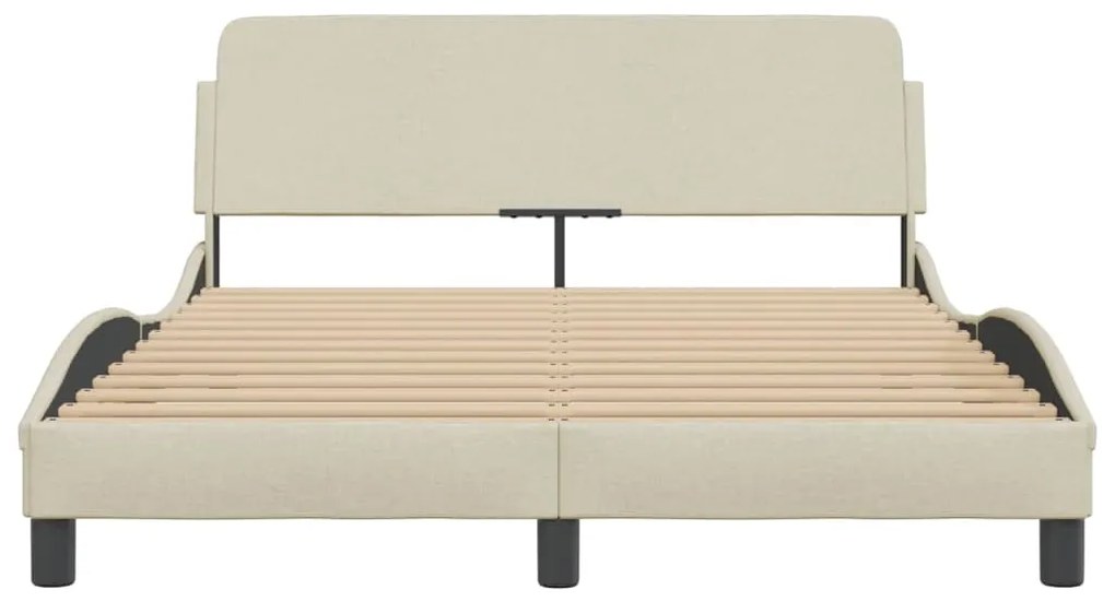 Estrutura de cama sem colchão 140x200 cm tecido cor creme