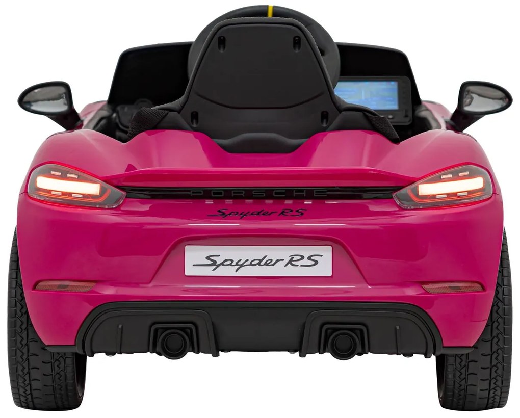 Carro elétrico para Crianças 12V Porsche Spyder RS 718 Com MP4, Rodas Espuma EVA, assento couro ecológico Carga até 30 kg Rosa