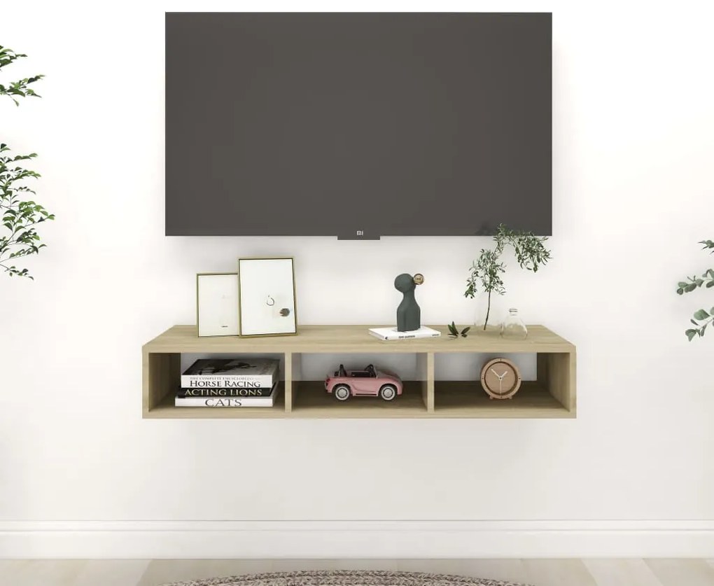 vidaXL Estante de parede 102x30x17cm derivados madeira carvalho sonoma