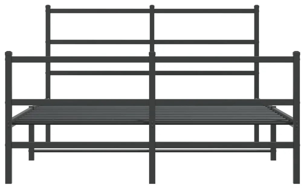 Estrutura de cama com cabeceira e pés 140x190 cm metal preto