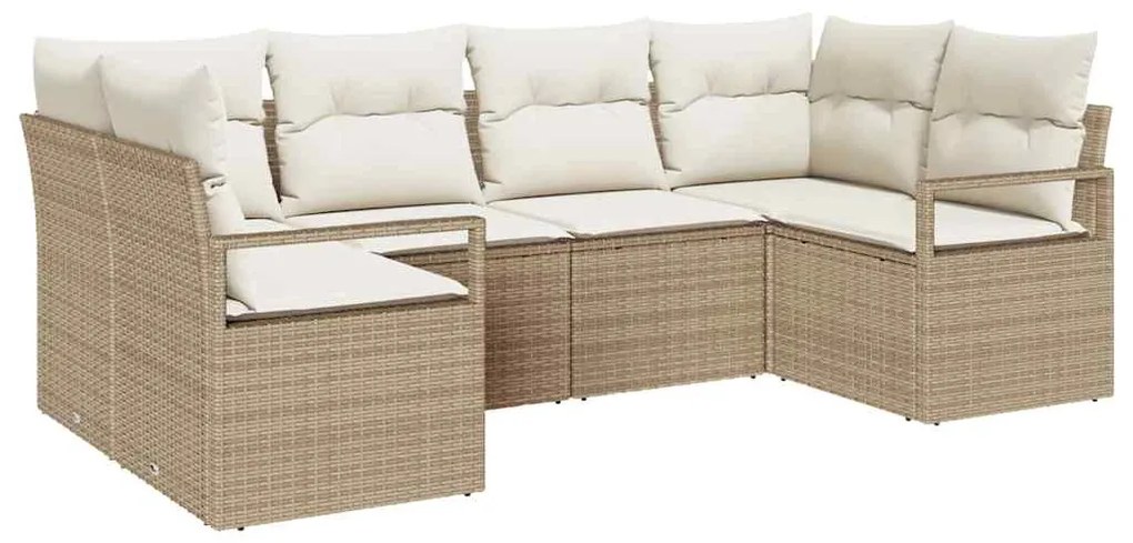 Conjunto de Sofá de Jardim com 6 Peças e Almofadas Bege em Rattan