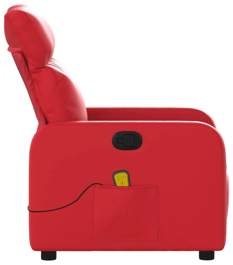 Poltrona de massagens reclinável couro artificial vermelho