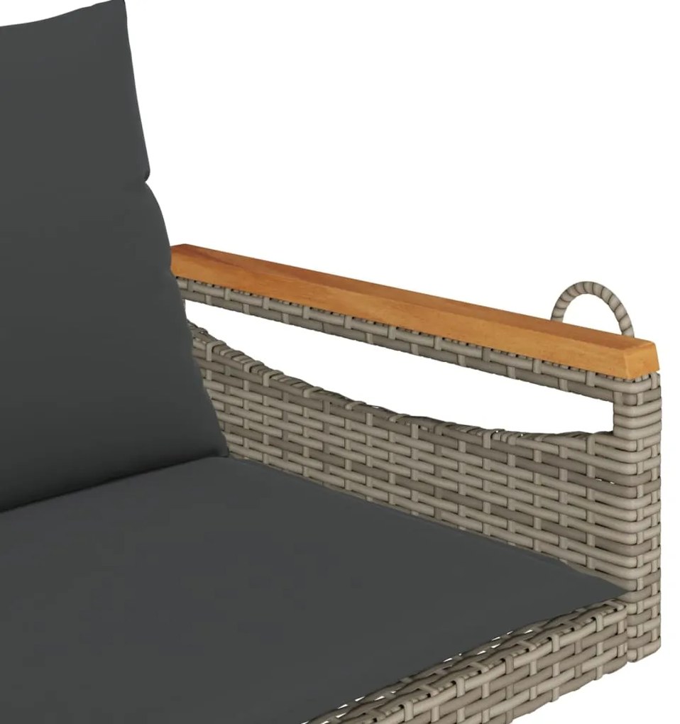 Banco baloiço com almofadões 109x62x40 cm vime PE cinzento