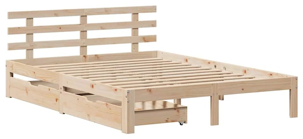 Estrutura de cama c/ gavetas 140x200 cm madeira de pinho maciça