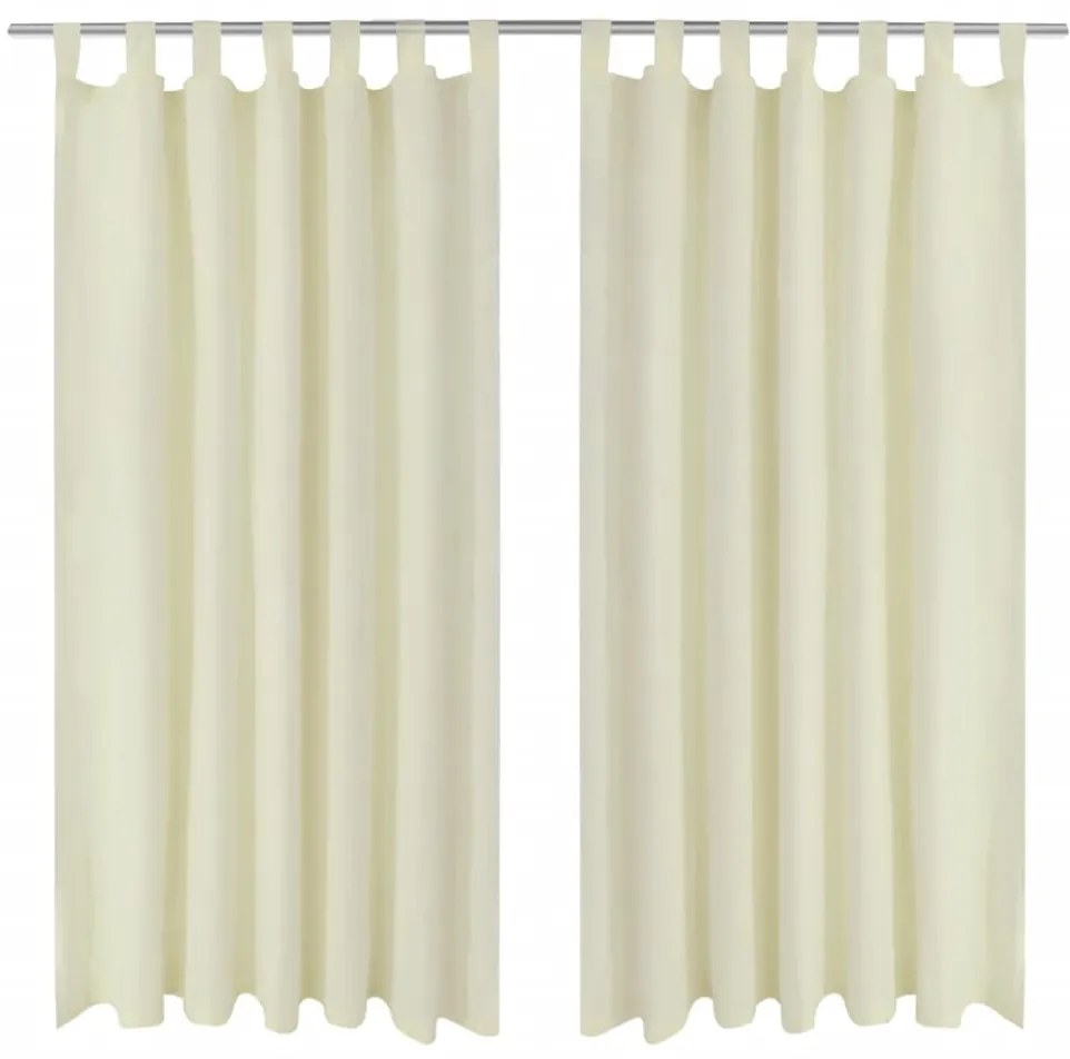 Cortinas de cetim com presilhas, 2 pcs, 140 x 245 cm, creme