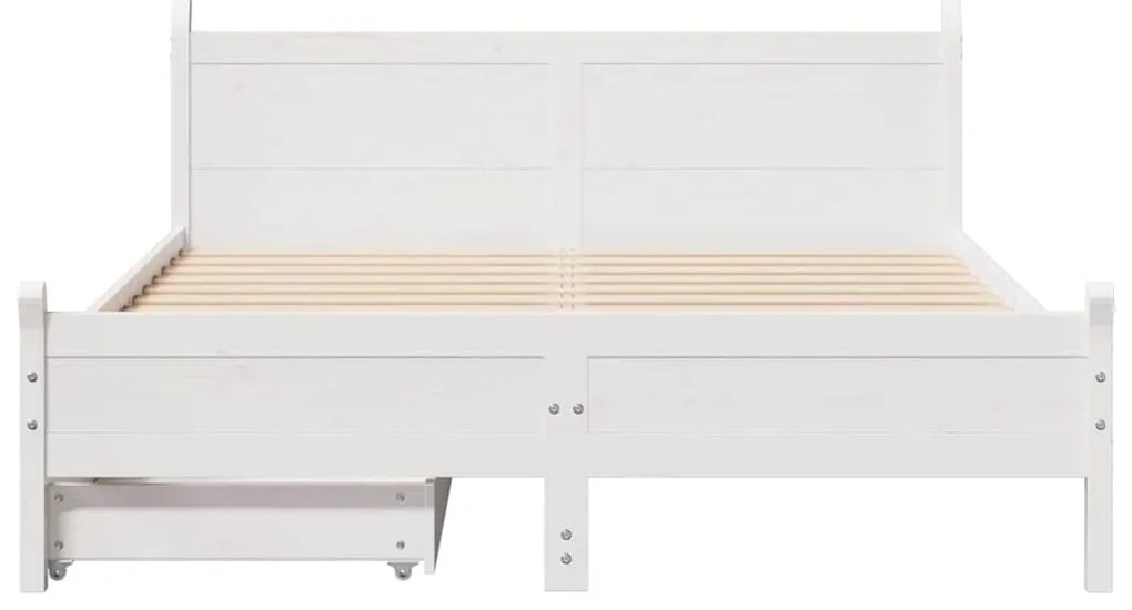 Cama sem colchão 150x200 cm madeira de pinho maciça branco