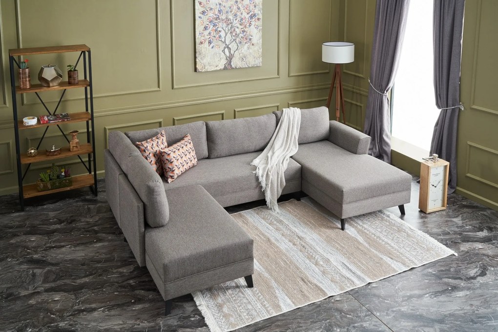 Sofá-Cama de Canto Eris – Castanho – 300 x 78 x 202 cm